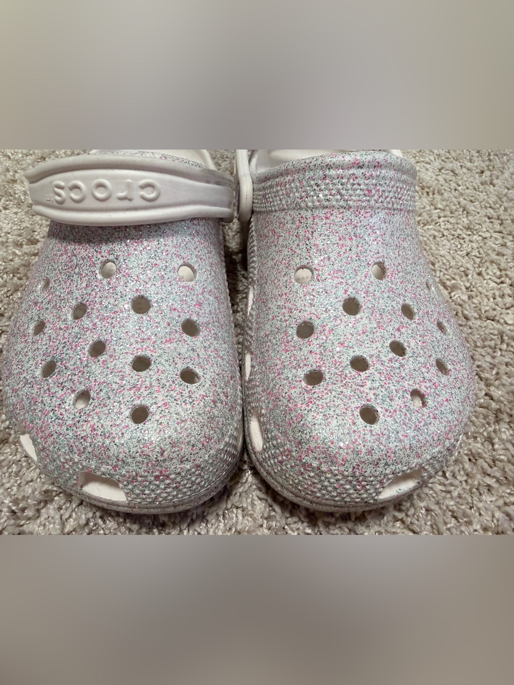 CROCS White Clog with Pink Glitter